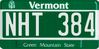 VT license plate NHT384