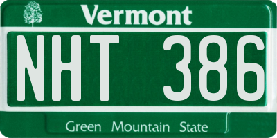 VT license plate NHT386