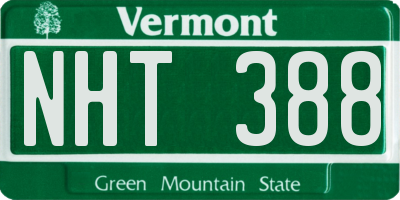 VT license plate NHT388