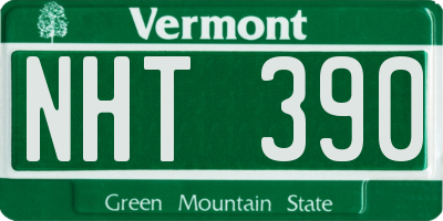 VT license plate NHT390