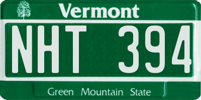 VT license plate NHT394