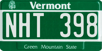VT license plate NHT398