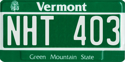 VT license plate NHT403