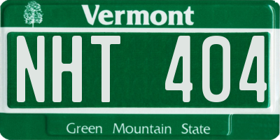 VT license plate NHT404