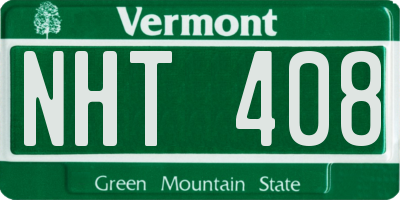 VT license plate NHT408