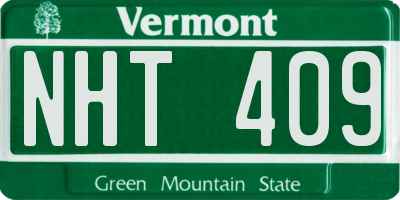 VT license plate NHT409