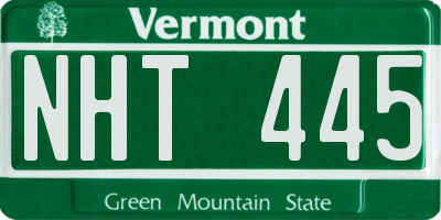 VT license plate NHT445