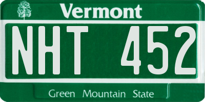 VT license plate NHT452