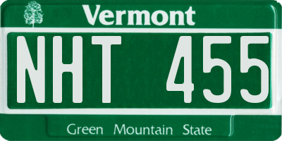 VT license plate NHT455