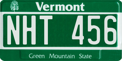 VT license plate NHT456