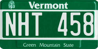 VT license plate NHT458