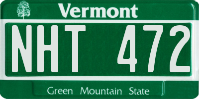 VT license plate NHT472