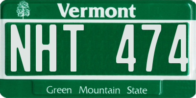 VT license plate NHT474