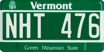 VT license plate NHT476