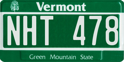 VT license plate NHT478