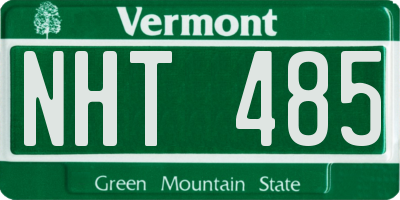 VT license plate NHT485