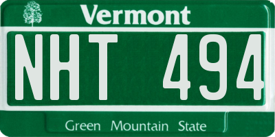 VT license plate NHT494