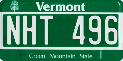 VT license plate NHT496