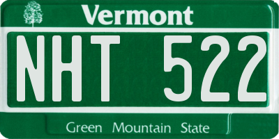 VT license plate NHT522