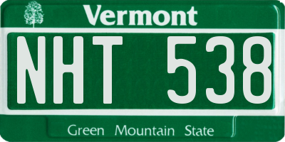 VT license plate NHT538