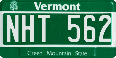 VT license plate NHT562