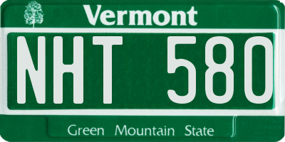 VT license plate NHT580