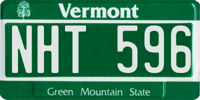 VT license plate NHT596