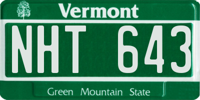 VT license plate NHT643