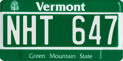 VT license plate NHT647