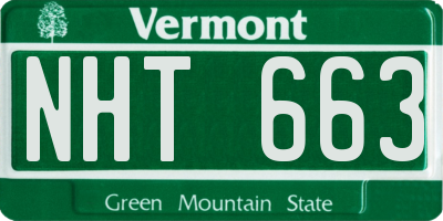 VT license plate NHT663