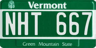 VT license plate NHT667