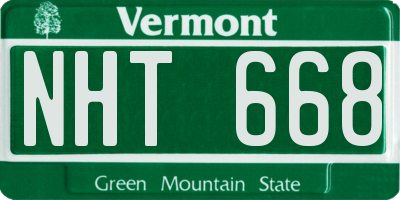 VT license plate NHT668