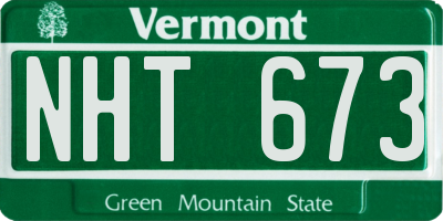 VT license plate NHT673