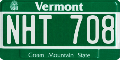 VT license plate NHT708