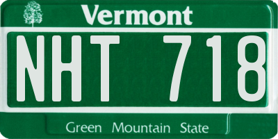 VT license plate NHT718