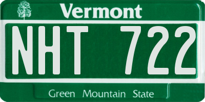 VT license plate NHT722