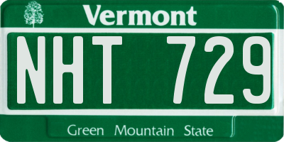 VT license plate NHT729