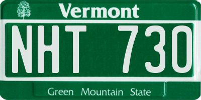 VT license plate NHT730