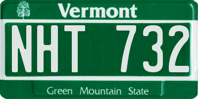 VT license plate NHT732