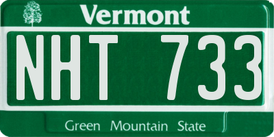 VT license plate NHT733