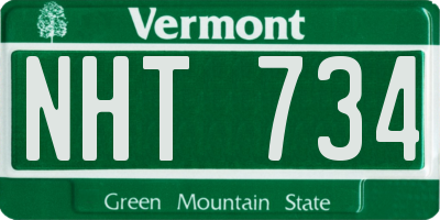 VT license plate NHT734