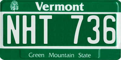 VT license plate NHT736