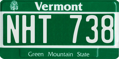 VT license plate NHT738