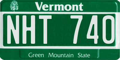 VT license plate NHT740