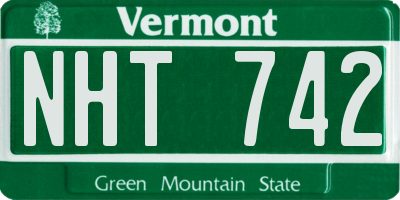 VT license plate NHT742