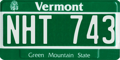 VT license plate NHT743
