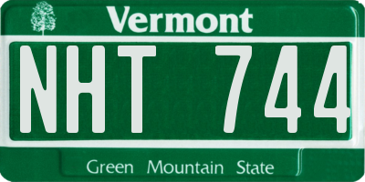 VT license plate NHT744
