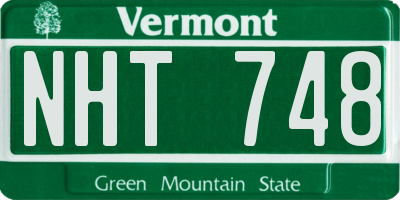 VT license plate NHT748