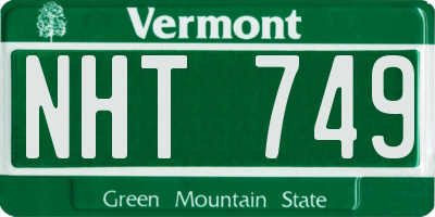 VT license plate NHT749