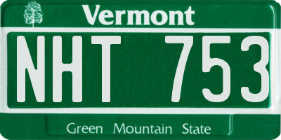 VT license plate NHT753